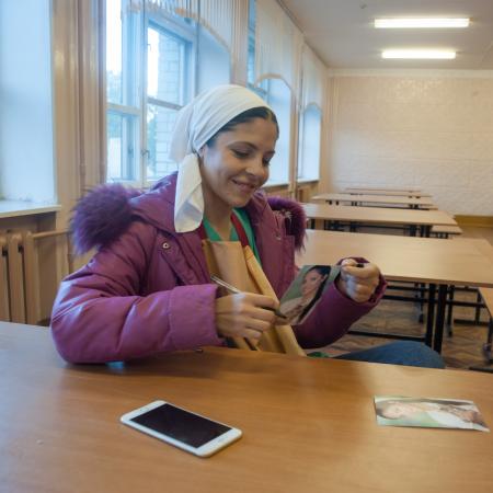 Анна Нахапетова на съемках фильма